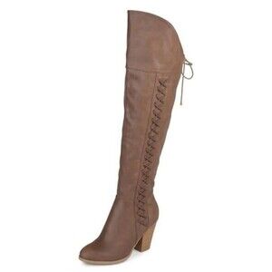 Journee Collection Womens 9.5 M Brown Knee High Block Heel Zip Up Boots NEW XJ1